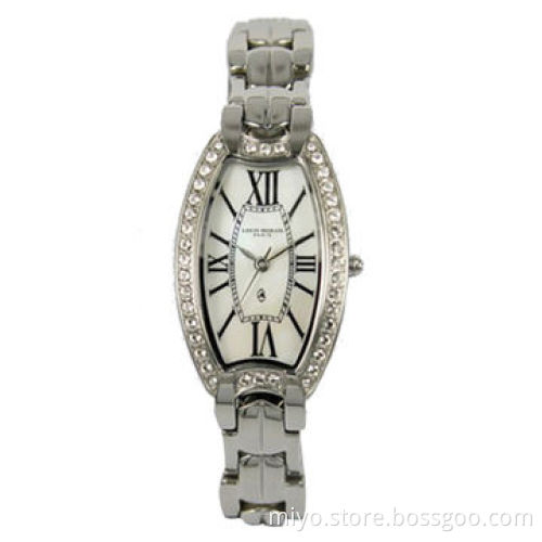 Nice Ladies' Gift Stones Watch with Metal Bracelet, Oval Shape Case, Water-resistant